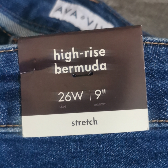 Ava Viv High Rise 26W Bermuda stretch Jean shorts Blue Denim New NWT - Picture 6 of 12